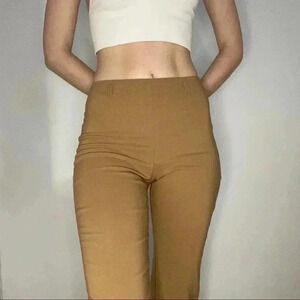 Tan brown flare pants.